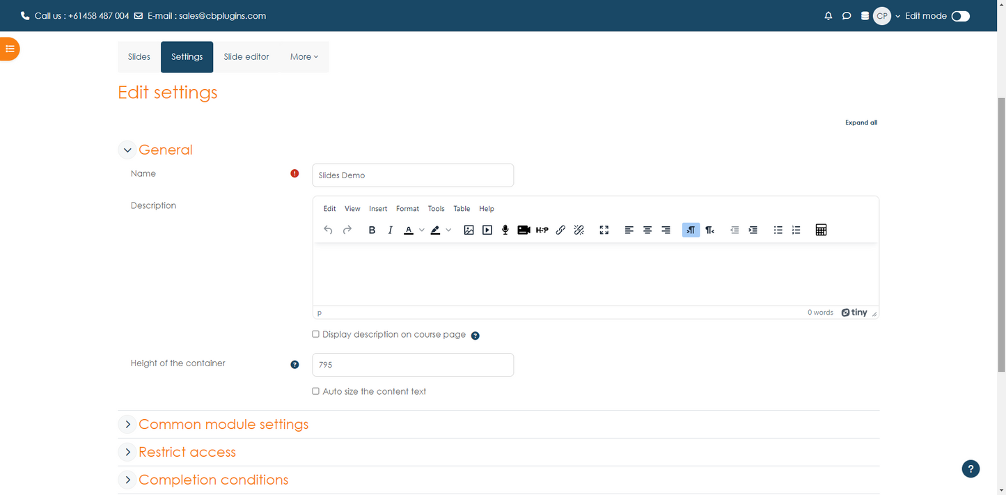 Slides - Moodle Content Activity Plugin