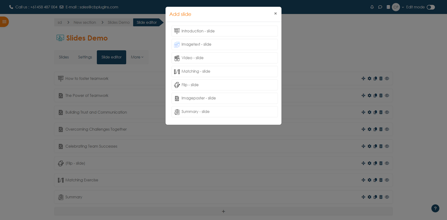 Slides - Moodle Content Activity Plugin