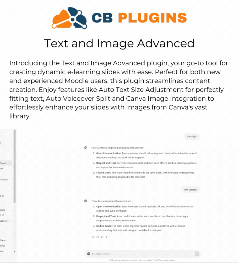 Text and Image Advanced - Moodle Content Plugin