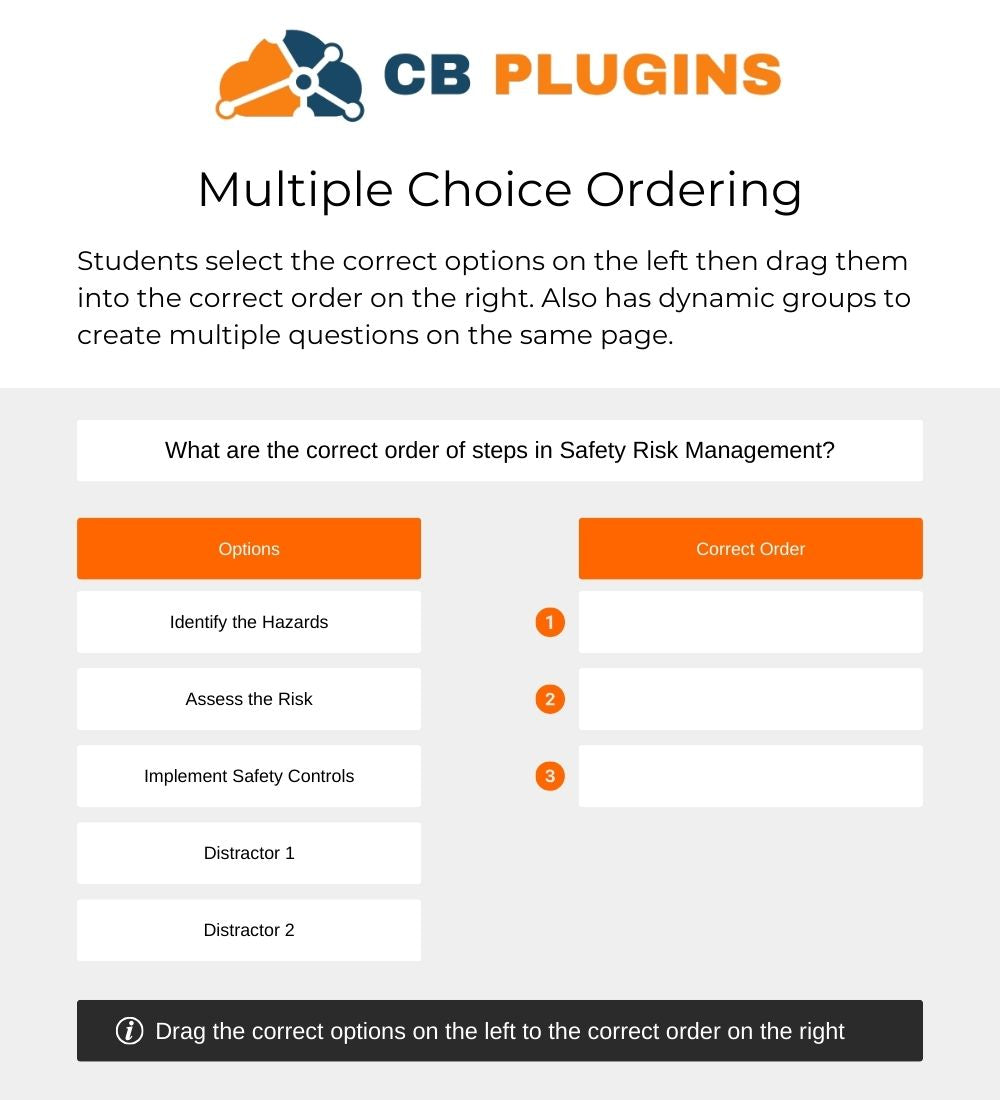 Multiple Choice Ordering - Moodle Quiz Question Type Plugin – CB Plugins
