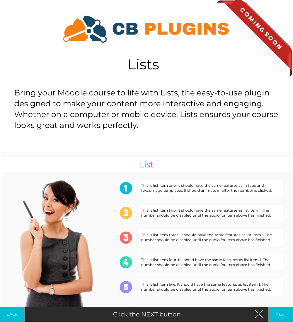 Lists - Moodle Content Activity Plugin